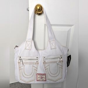 BNWT - True Religion White Tote/Crossbody/Shoulder/Beach/School Bag/Purse